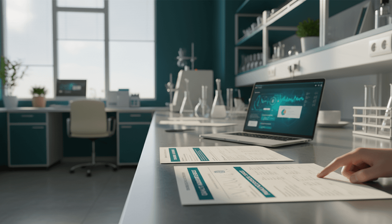 Documentación de calidad sobre una superficie de laboratorio profesional